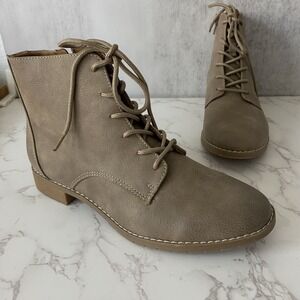 Euro Soft by Sofft Booties Women Sz 8.5 Taupe Lace Up Classic